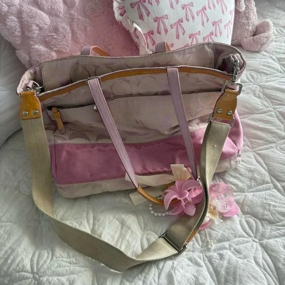 π Y2K Light Pink Coach Monogram Tote Bag π