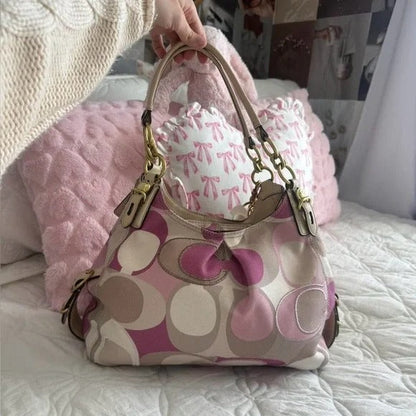 💕 Y2K Coach Pink &amp; Cream Monogram Purse 💕