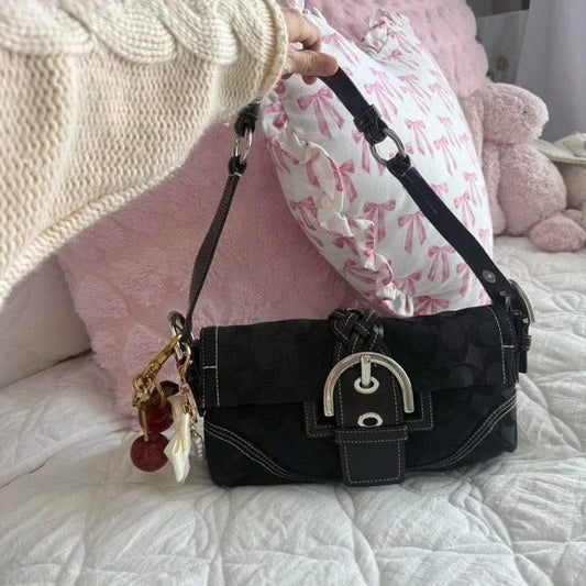🖤Y2K Coach Black Signature Mini Soho Flap Shoulder Bag/Purse🖤