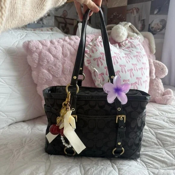 🖤 Y2K Black Coach Signature Monogram Mini Tote Bag/Purse 🖤