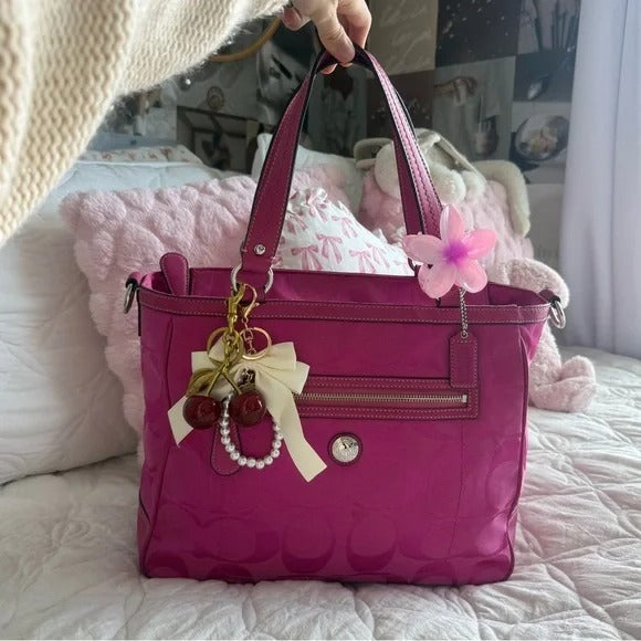 💖 Y2K Coach Hot Pink Monogram Tote Bag 💖