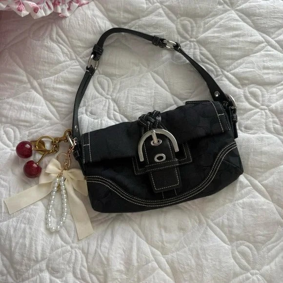 🖤Y2K Coach Black Signature Mini Soho Flap Shoulder Bag/Purse🖤