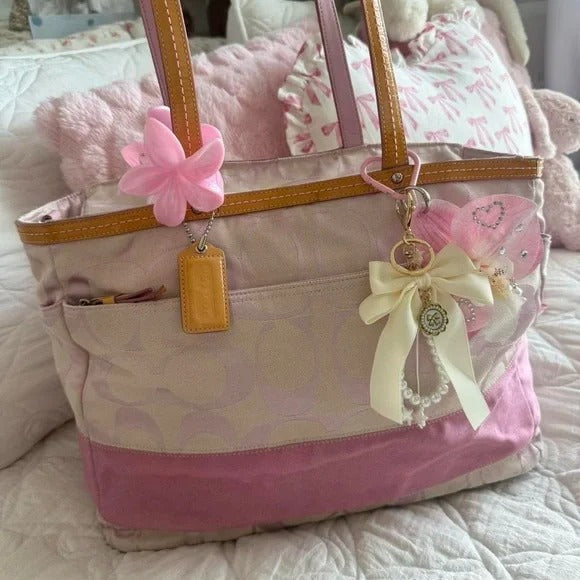 💖 Y2K Light Pink Coach Monogram Tote Bag 💖