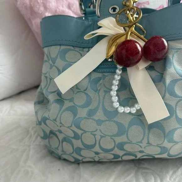 💙 Y2K Coach Blue Large Monogram Tote Bag + Matching Wallet 💙