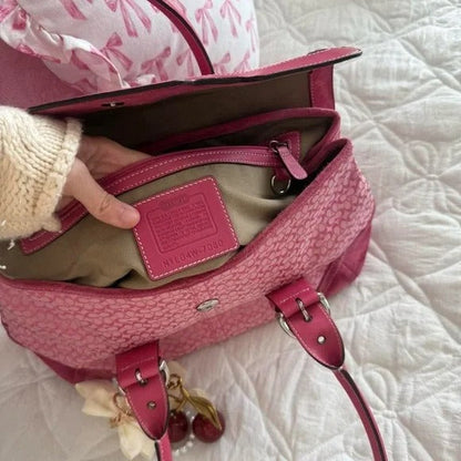 💖 Y2K Coach Barbie Pink Monogram Satchel Bag 💖