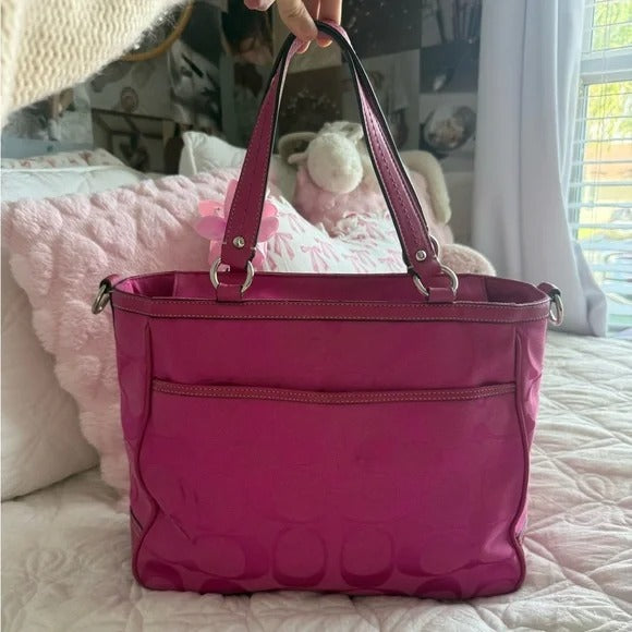 💖 Y2K Coach Hot Pink Monogram Tote Bag 💖