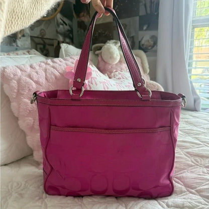 💖 Y2K Coach Hot Pink Monogram Tote Bag 💖