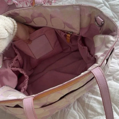 💖 Y2K Light Pink Coach Monogram Tote Bag 💖