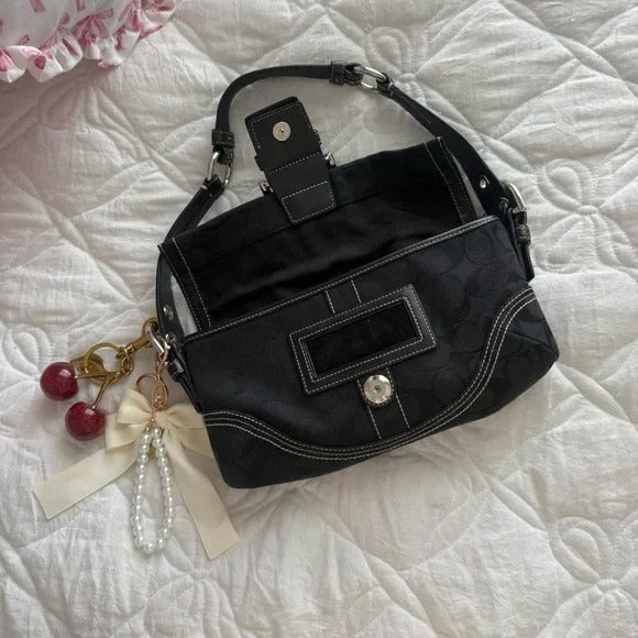 🖤Y2K Coach Black Signature Mini Soho Flap Shoulder Bag/Purse🖤