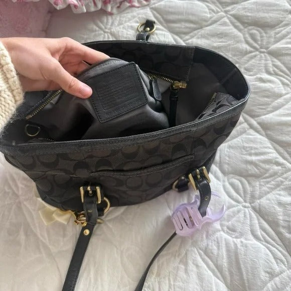 🖤 Y2K Black Coach Signature Monogram Mini Tote Bag/Purse 🖤