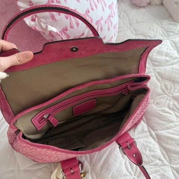 💖 Y2K Coach Barbie Pink Monogram Satchel Bag 💖