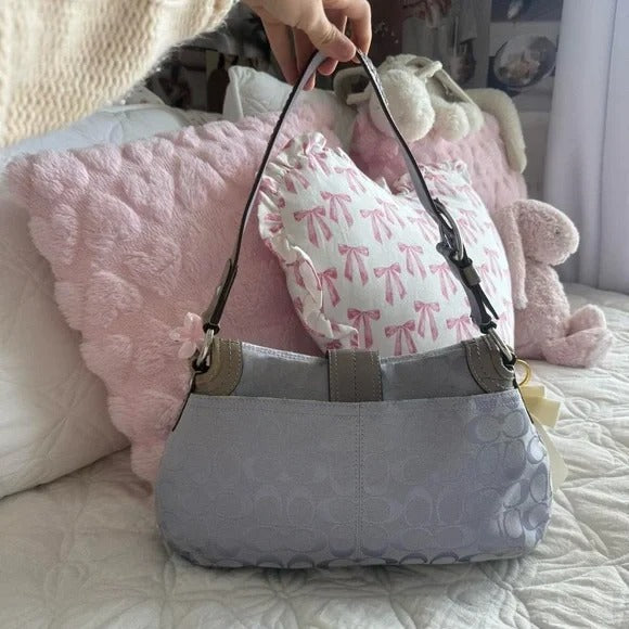 💜 Y2K Coach Lavender Purple Soho Signature “C” Monogram Large Purse/Shoulder Bag 💜