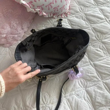 🖤 Y2K Black Coach Signature Monogram Mini Tote Bag/Purse 🖤