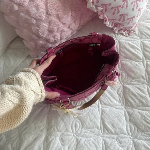 💖 Y2K Coach Hot Pink Hamptons Tote Bag/Purse 💖