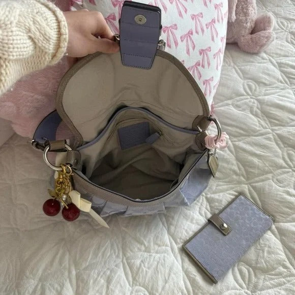 💜 Y2K Coach Lavender Purple Soho Signature “C” Monogram Large Purse/Shoulder Bag 💜