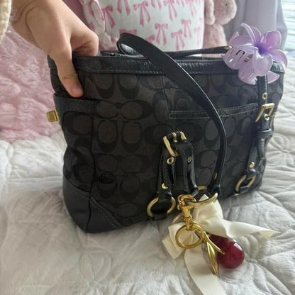 🖤 Y2K Black Coach Signature Monogram Mini Tote Bag/Purse 🖤