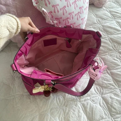 💖 Y2K Coach Hot Pink Monogram Tote Bag 💖
