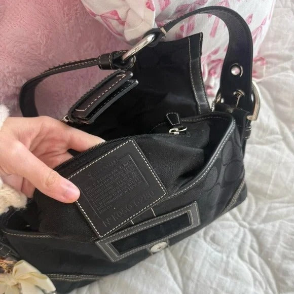 🖤Y2K Coach Black Signature Mini Soho Flap Shoulder Bag/Purse🖤