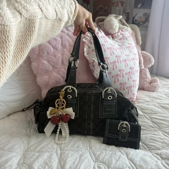 🖤 Y2K Coach Black Signature SoHo Mini Tote Bag/Purse 🖤