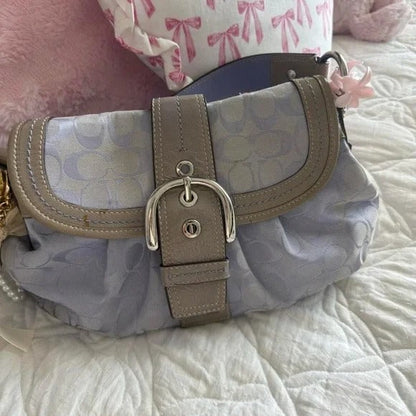 💜 Y2K Coach Lavender Purple Soho Signature “C” Monogram Large Purse/Shoulder Bag 💜