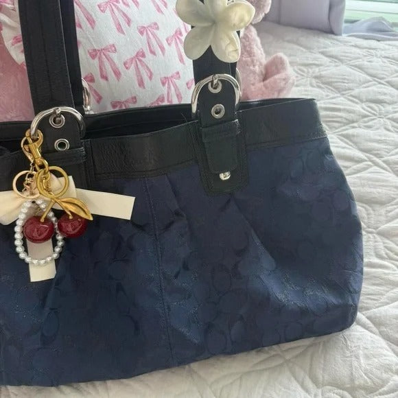 💙 Y2K Coach SoHo Blue Monogram Glittery/Shimmery Large Tote Bag/Purse 💙