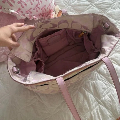 💖 Y2K Light Pink Coach Monogram Tote Bag 💖