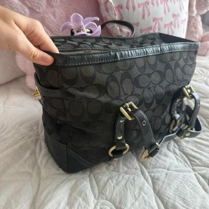 🖤 Y2K Black Coach Signature Monogram Mini Tote Bag/Purse 🖤
