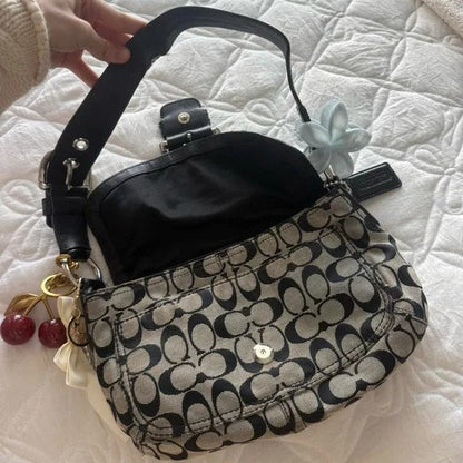 🖤Y2K Coach Grey &amp; Black Soho Monogram Purse/Bag🖤