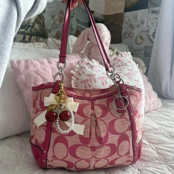 💖 Y2K Coach Barbie Pink Monogram Tote Bag 💖