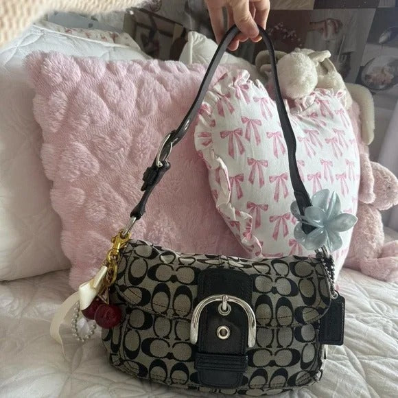 🖤Y2K Coach Grey &amp; Black Soho Monogram Purse/Bag🖤