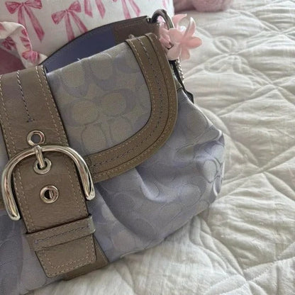 💜 Y2K Coach Lavender Purple Soho Signature “C” Monogram Large Purse/Shoulder Bag 💜