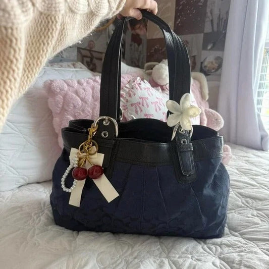 💙 Y2K Coach SoHo Blue Monogram Glittery/Shimmery Large Tote Bag/Purse 💙