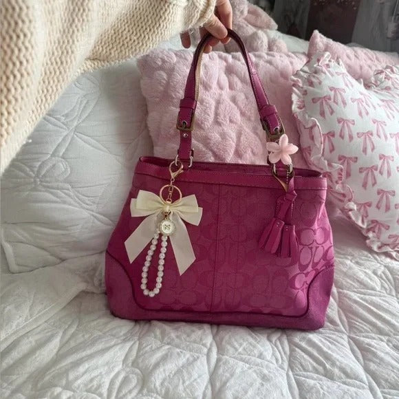 💖 Y2K Coach Hot Pink Hamptons Tote Bag/Purse 💖