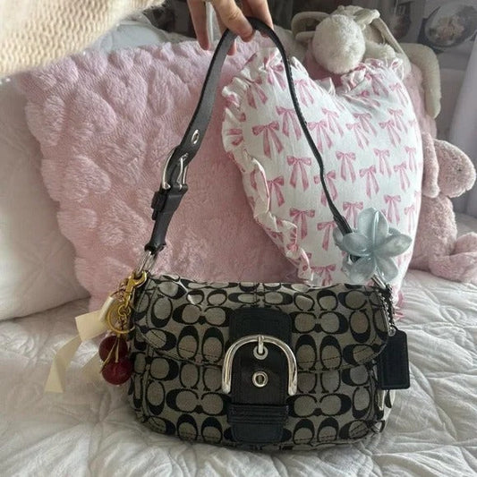 🖤Y2K Coach Grey &amp; Black Soho Monogram Purse/Bag🖤