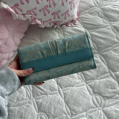 💙 Y2K Coach Blue Large Monogram Tote Bag + Matching Wallet 💙