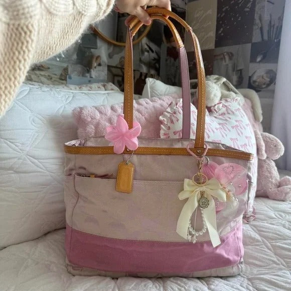 💖 Y2K Light Pink Coach Monogram Tote Bag 💖