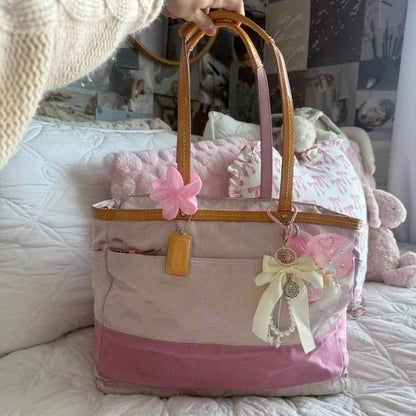 💖 Y2K Light Pink Coach Monogram Tote Bag 💖