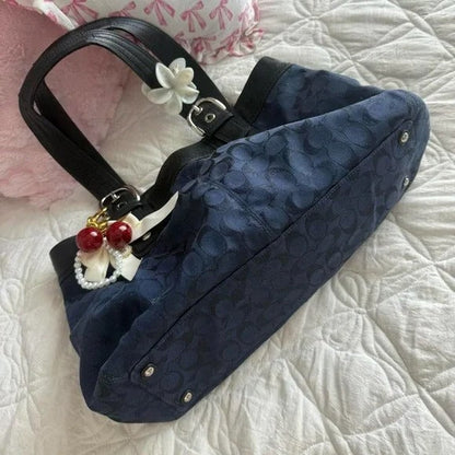 💙 Y2K Coach SoHo Blue Monogram Glittery/Shimmery Large Tote Bag/Purse 💙