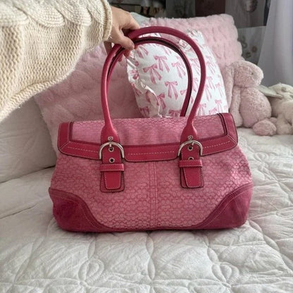 💖 Y2K Coach Barbie Pink Monogram Satchel Bag 💖