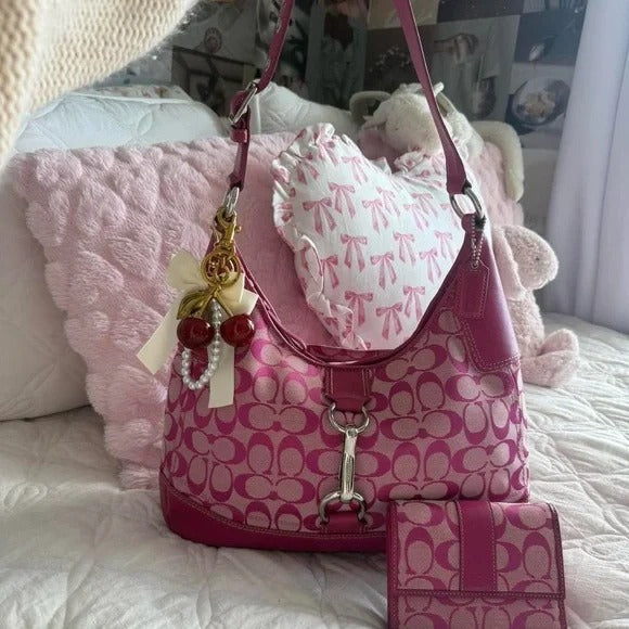 💖 Y2K Rare Barbie Pink Coach Hampton Clip Shoulder Bag 💖