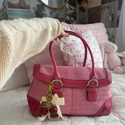 💖 Y2K Coach Barbie Pink Monogram Satchel Bag 💖
