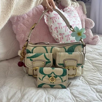 💚 Y2K Coach Legacy Mandy Green Signature Shoulder Bag (Special Edition) 💚