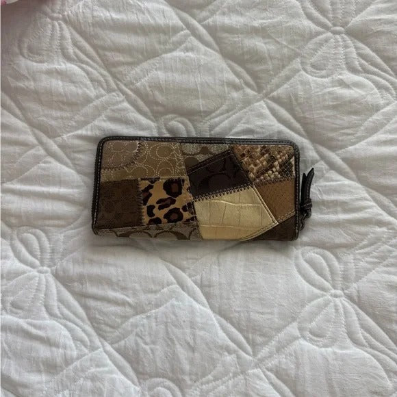 🐆 Y2K Coach Brown Cheetah/Leopard Print Patchwork Carly Bag + Matching Wallet 🐆