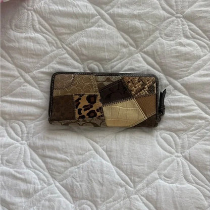 🐆 Y2K Coach Brown Cheetah/Leopard Print Patchwork Carly Bag + Matching Wallet 🐆