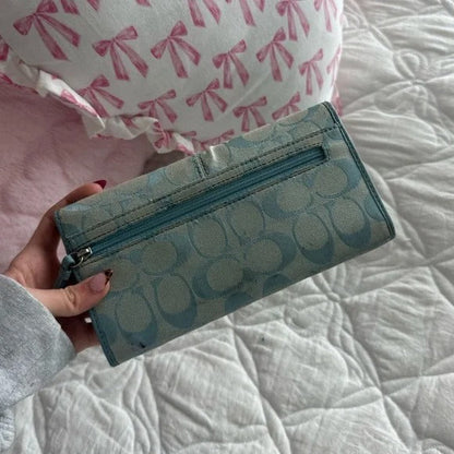 💙 Y2K Coach Blue Large Monogram Tote Bag + Matching Wallet 💙