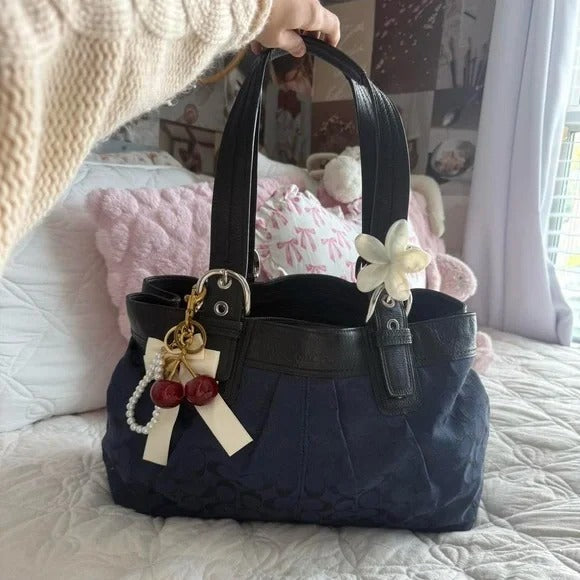 💙 Y2K Coach SoHo Blue Monogram Glittery/Shimmery Large Tote Bag/Purse 💙