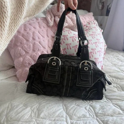 🖤 Y2K Coach Black Signature SoHo Mini Tote Bag/Purse 🖤