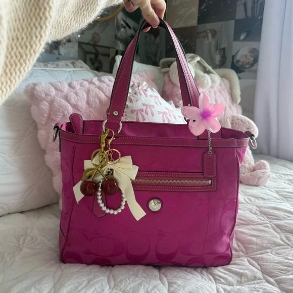 💖 Y2K Coach Hot Pink Monogram Tote Bag 💖