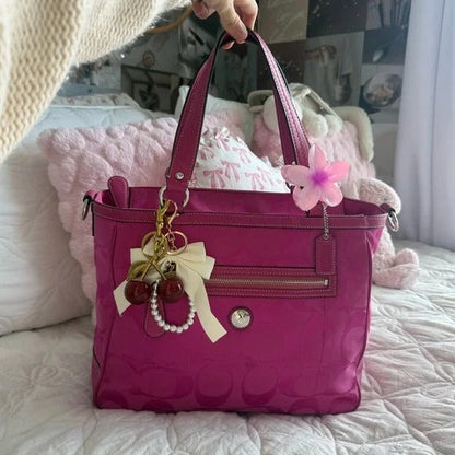 💖 Y2K Coach Hot Pink Monogram Tote Bag 💖