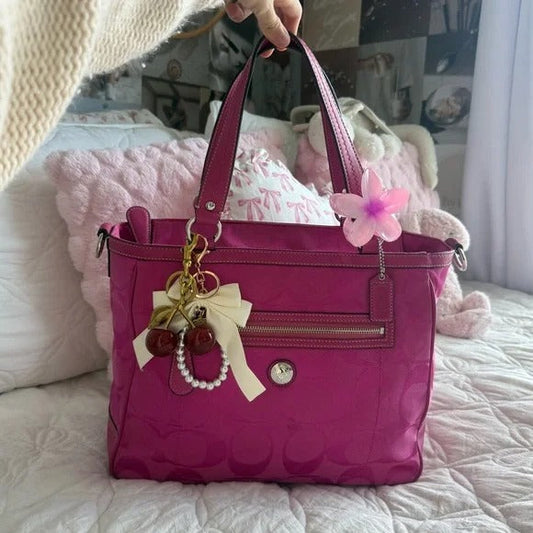 💖 Y2K Coach Hot Pink Monogram Tote Bag 💖